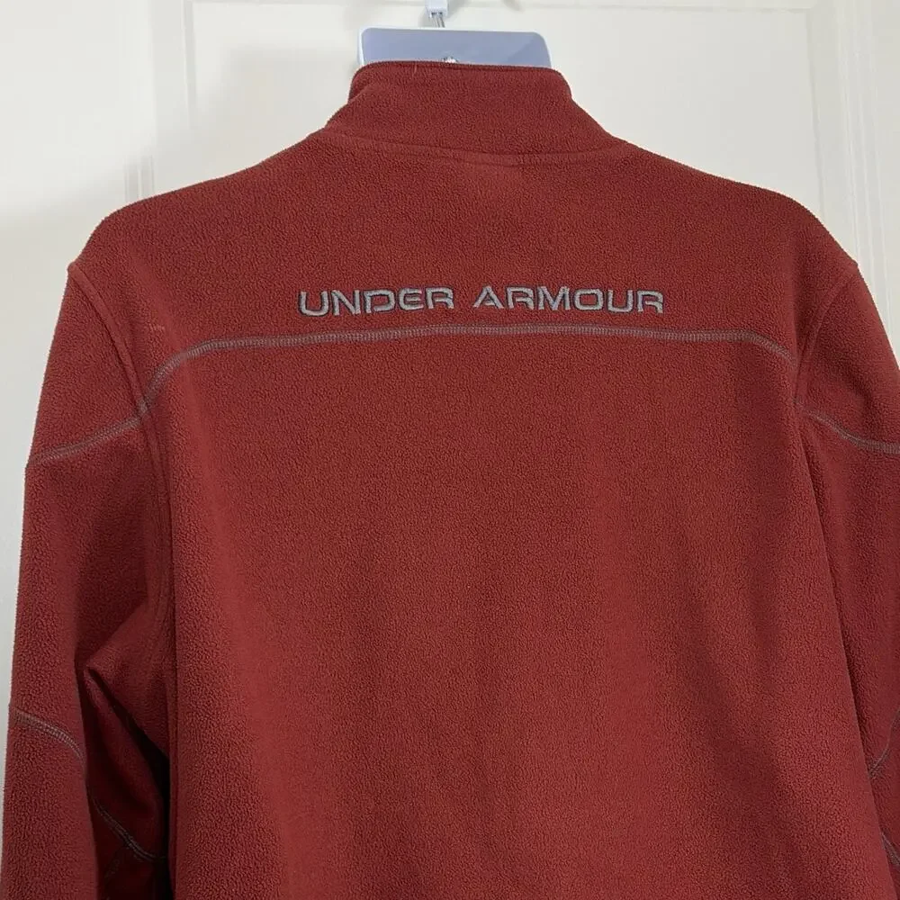Under Armour Men's XL Red Full-Zip Fleece Track Jacket Stand-Up Collar Pockets